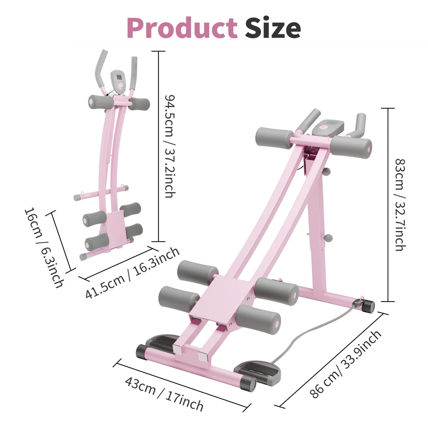 Abdominal Curling Exercise Machine Foldable Dual Track Core Training Home Gym