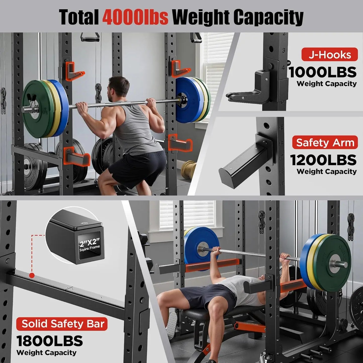 LAT Power Cage And Squat Rack With Pulley System