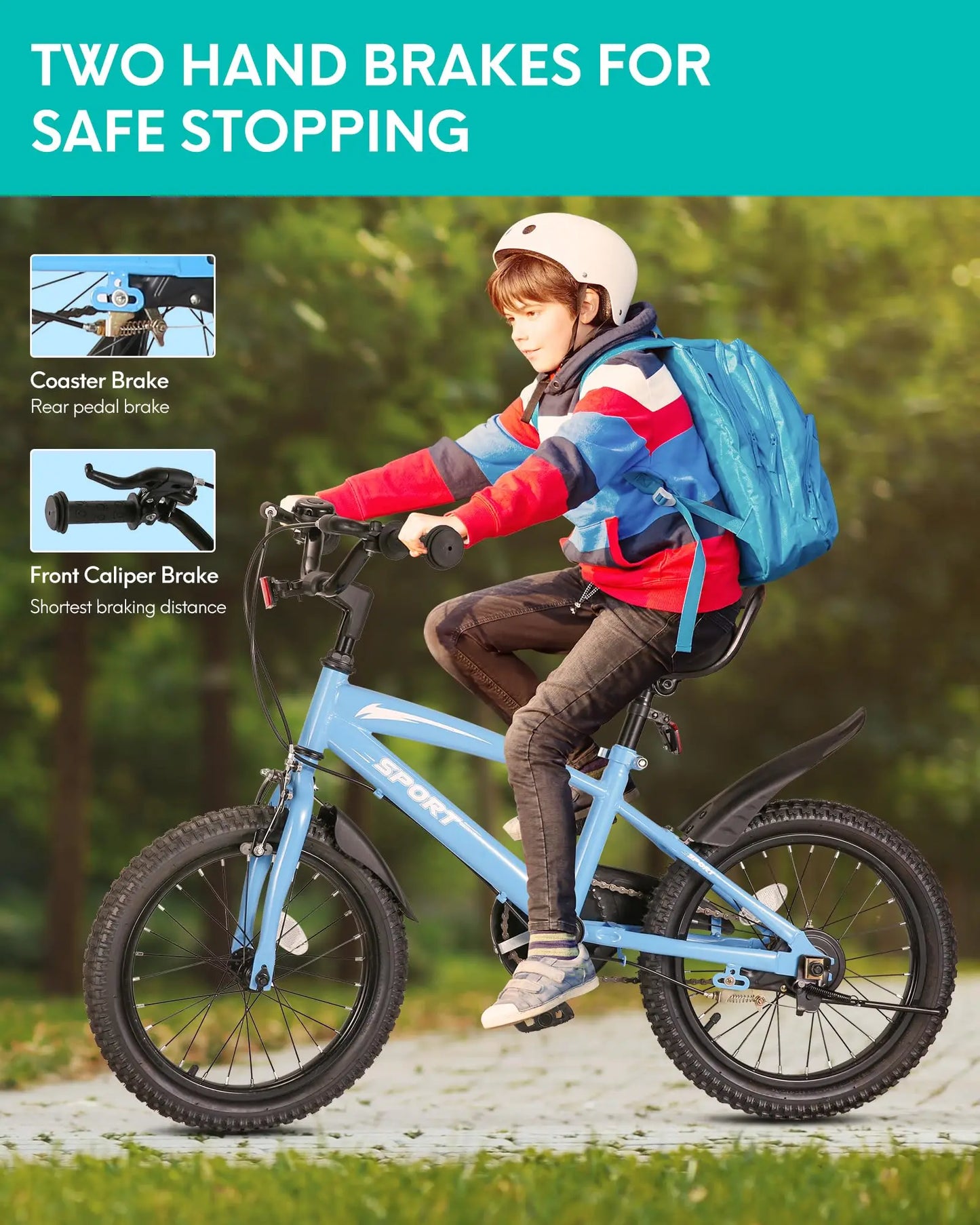 Kids Bike With Training Wheels And Dual Handbrake Kickstand