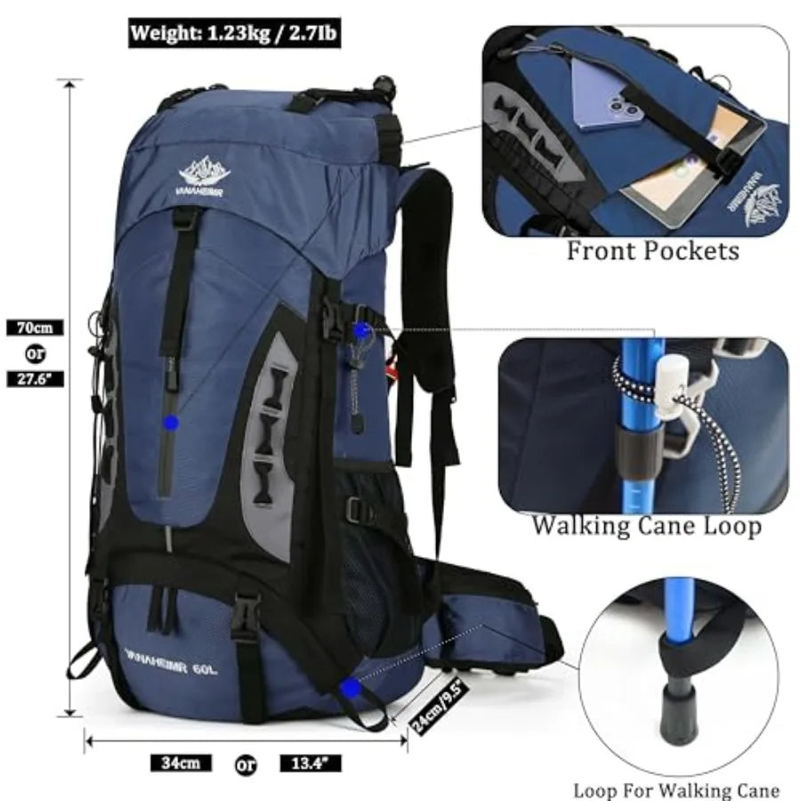 YFREAL Travel Hiking Backpack With Rain Cover, Water Resistant, Unisex