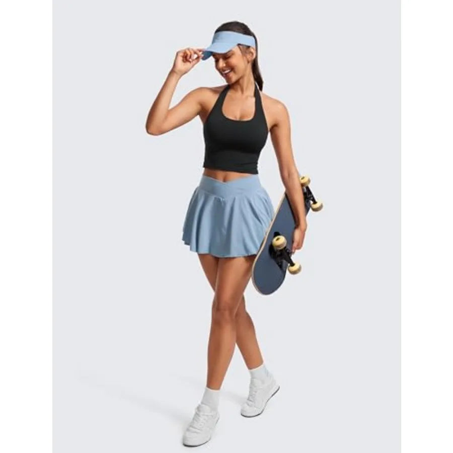 CRZ YOGA Butterluxe Halter Crop Tank Open Back Sports Bra