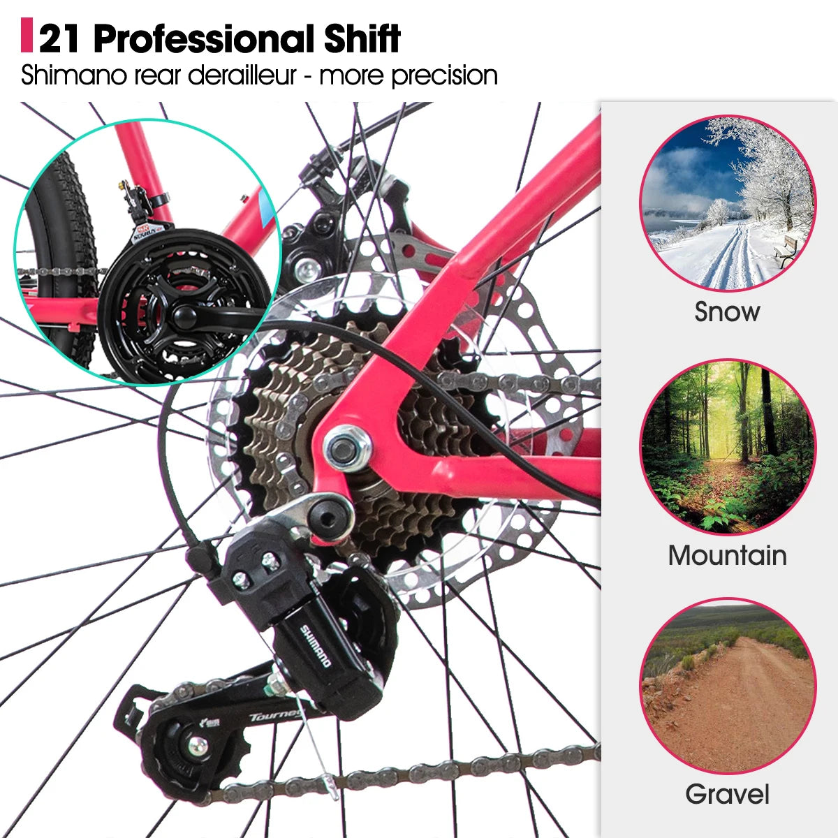 Hiland Womens Mountain Bike With Step-Through Frame Shimano 21-Speed