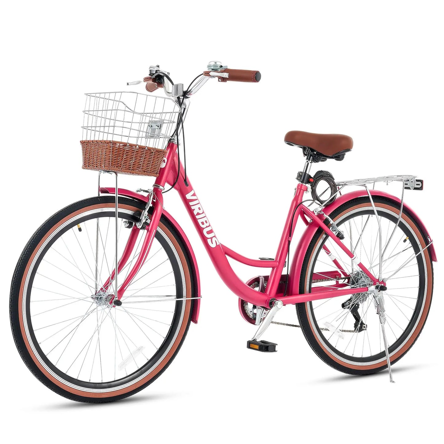 Viribus Womens Cruiser Bike 7 Speed Beach City Commuter Basket