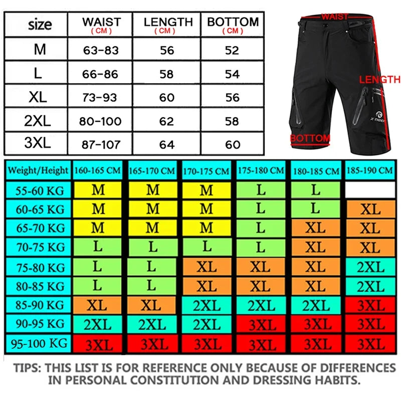 X-TIGER Men Cycling Shorts With 5D Gel Pad MTB Downhill