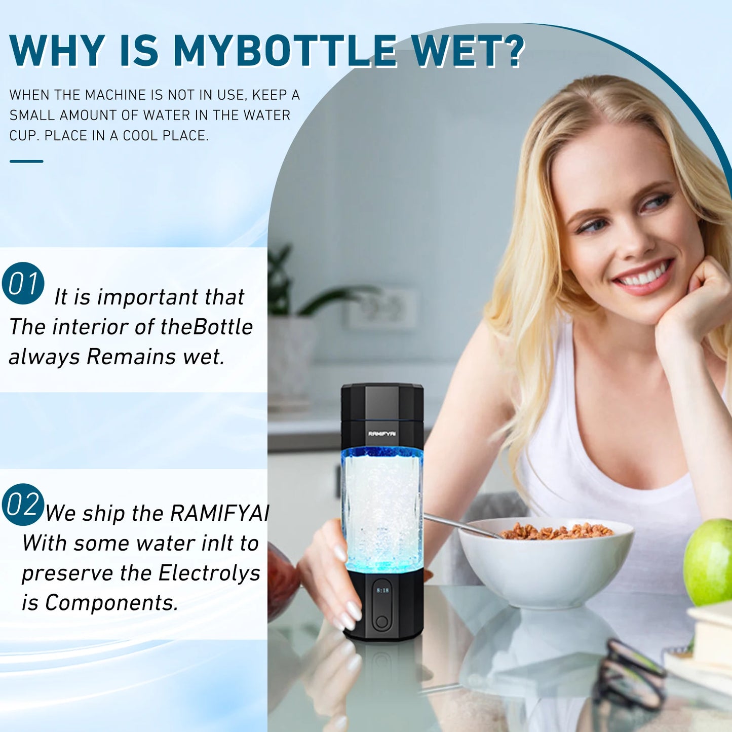 Hydrogen Water Bottle With SPE PEM Technology Performance