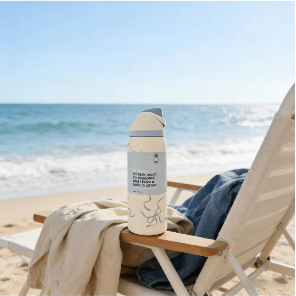 Stainless Steel Water Bottle With Straw For Sports Travel School