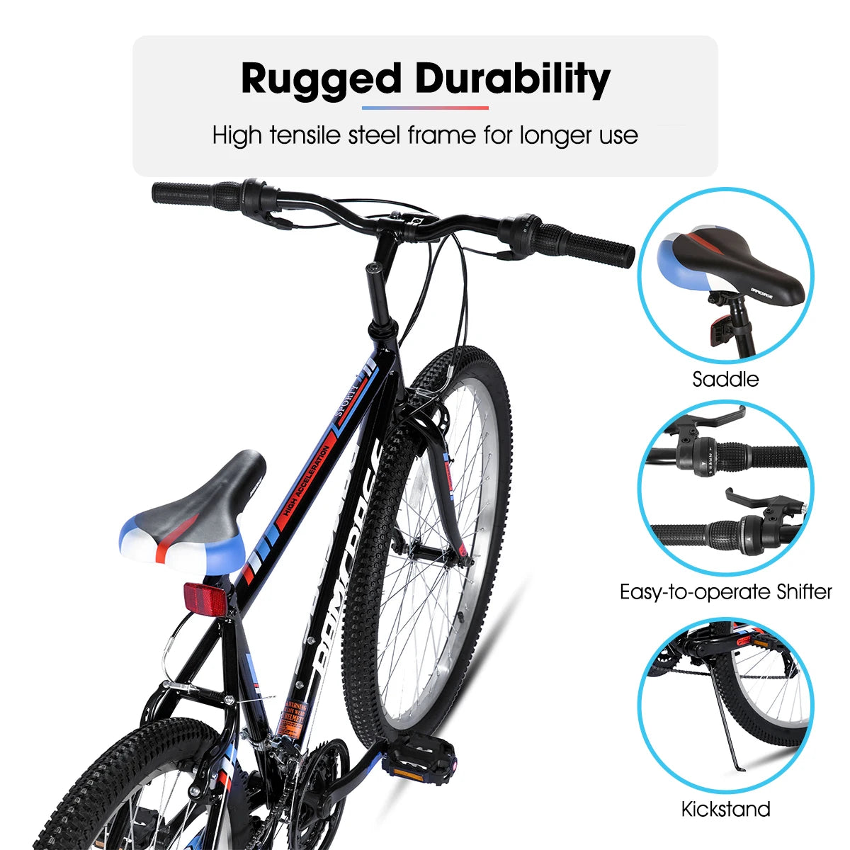 HILAND Mountain Bike For Men And Women 18 Speeds Steel
