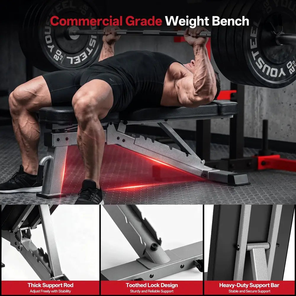 YTYIN Adjustable Weight Bench 1300LBS Capacity Incline Decline