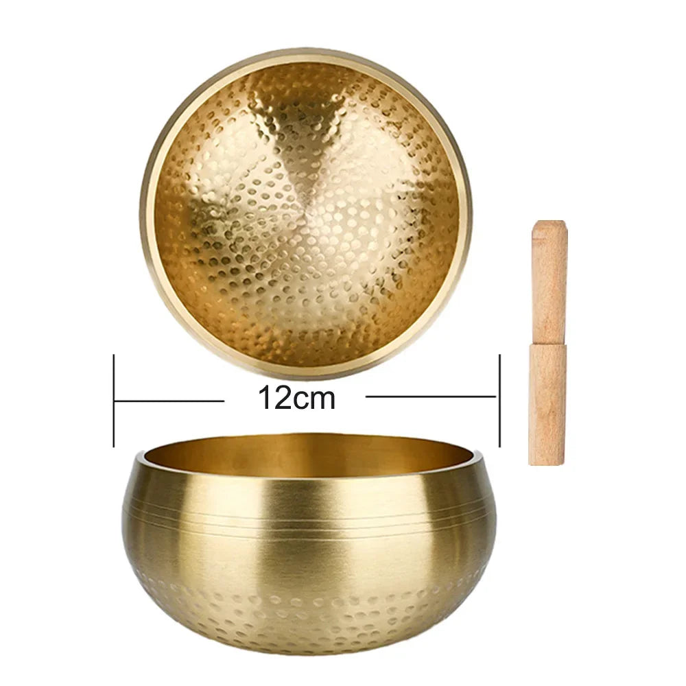 NONED Tibetan Brass Singing Bowl for Sanskrit Yoga Meditation and Healing