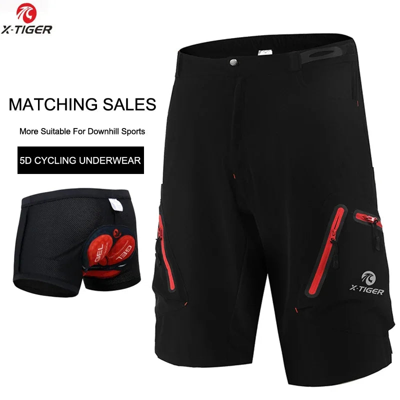 X-TIGER Men Cycling Shorts With 5D Gel Pad MTB Downhill