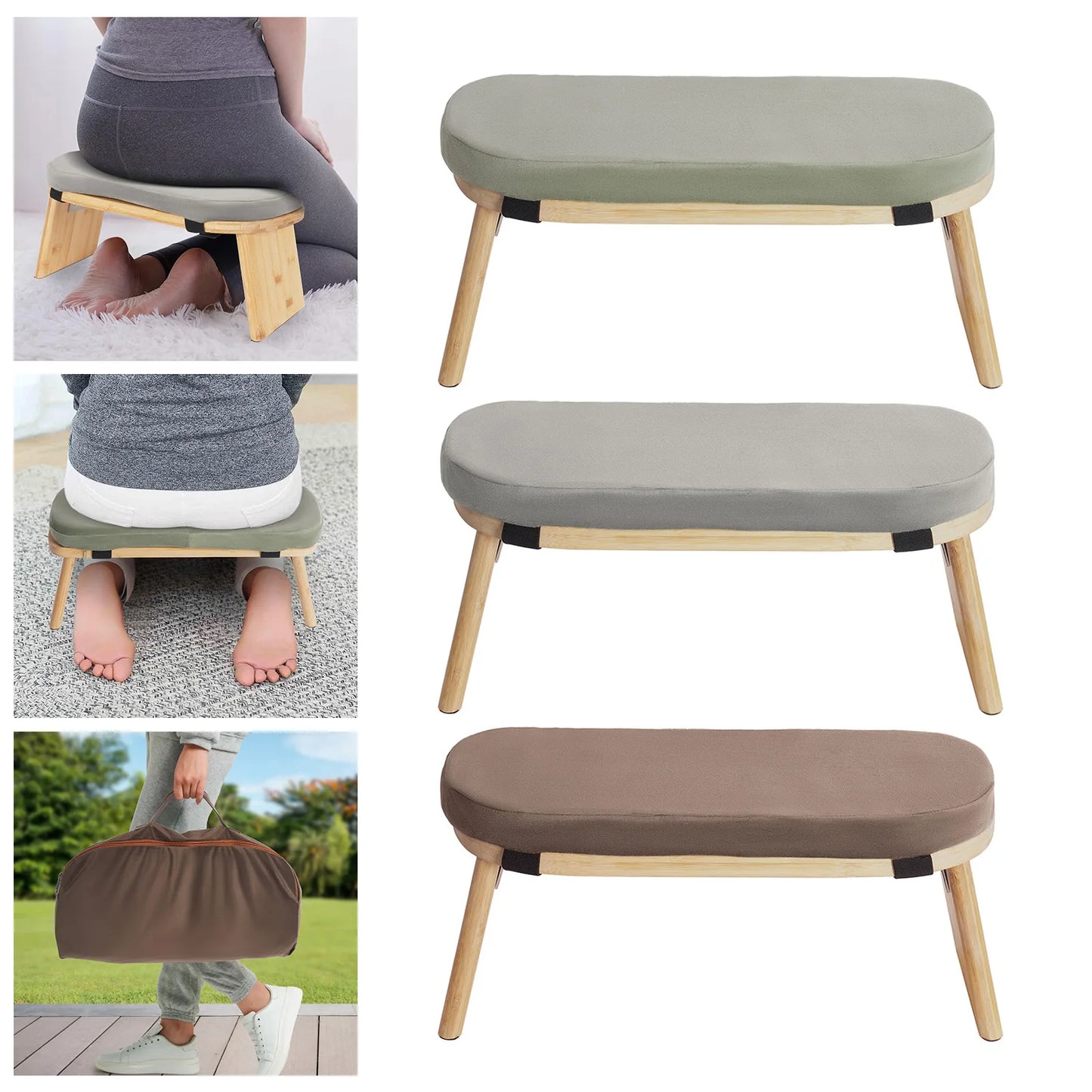 Bymaocar Foldable Ergonomic Meditation Bench Kneeling Stool For Home