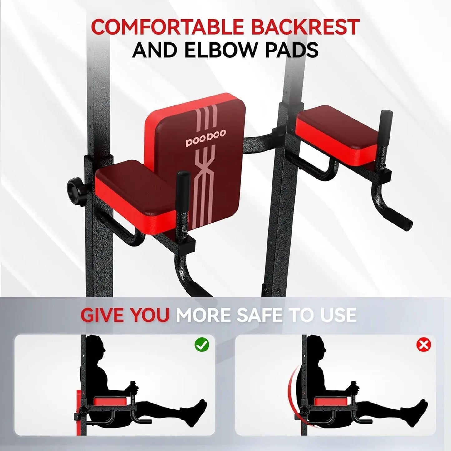 Power Tower Dip Station Adjustable Height Pull Up Bar