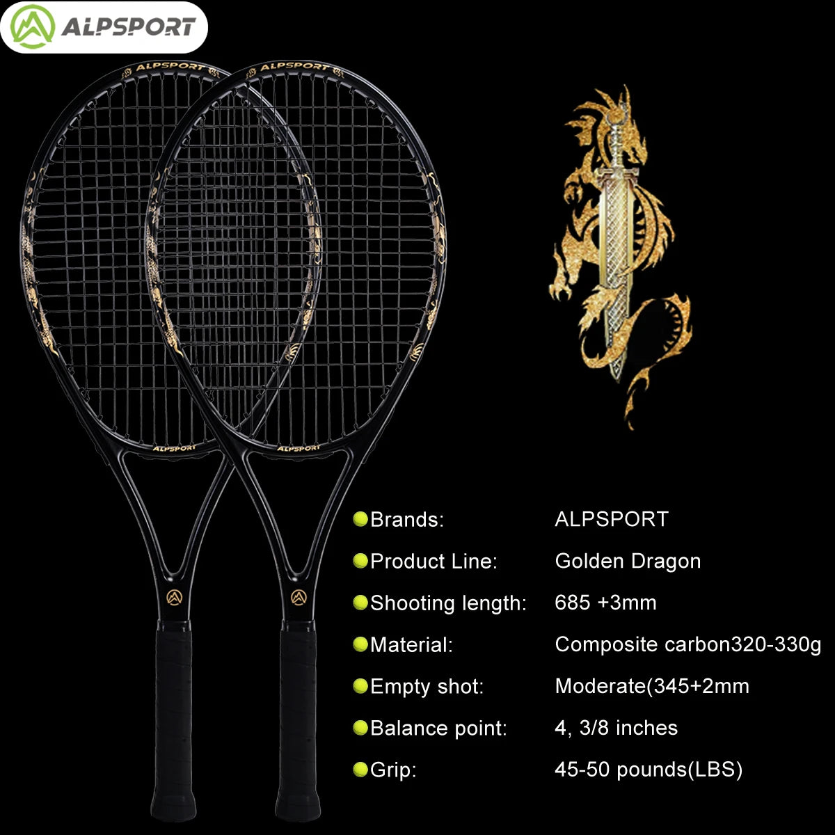 ALPSPORT JL Carbon Fiber Tennis Racket For Students