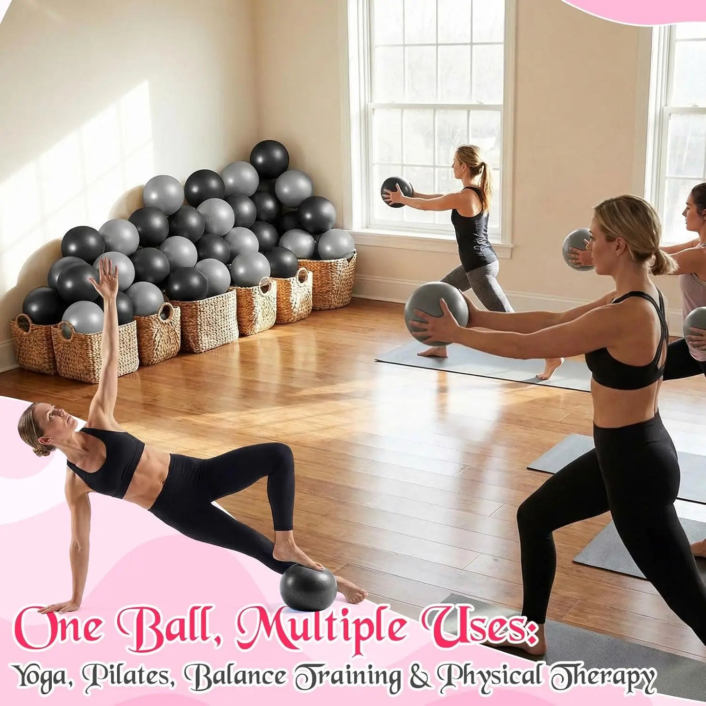 YTYIN Pilates Yoga Ball Set for Stability Training and Stretching