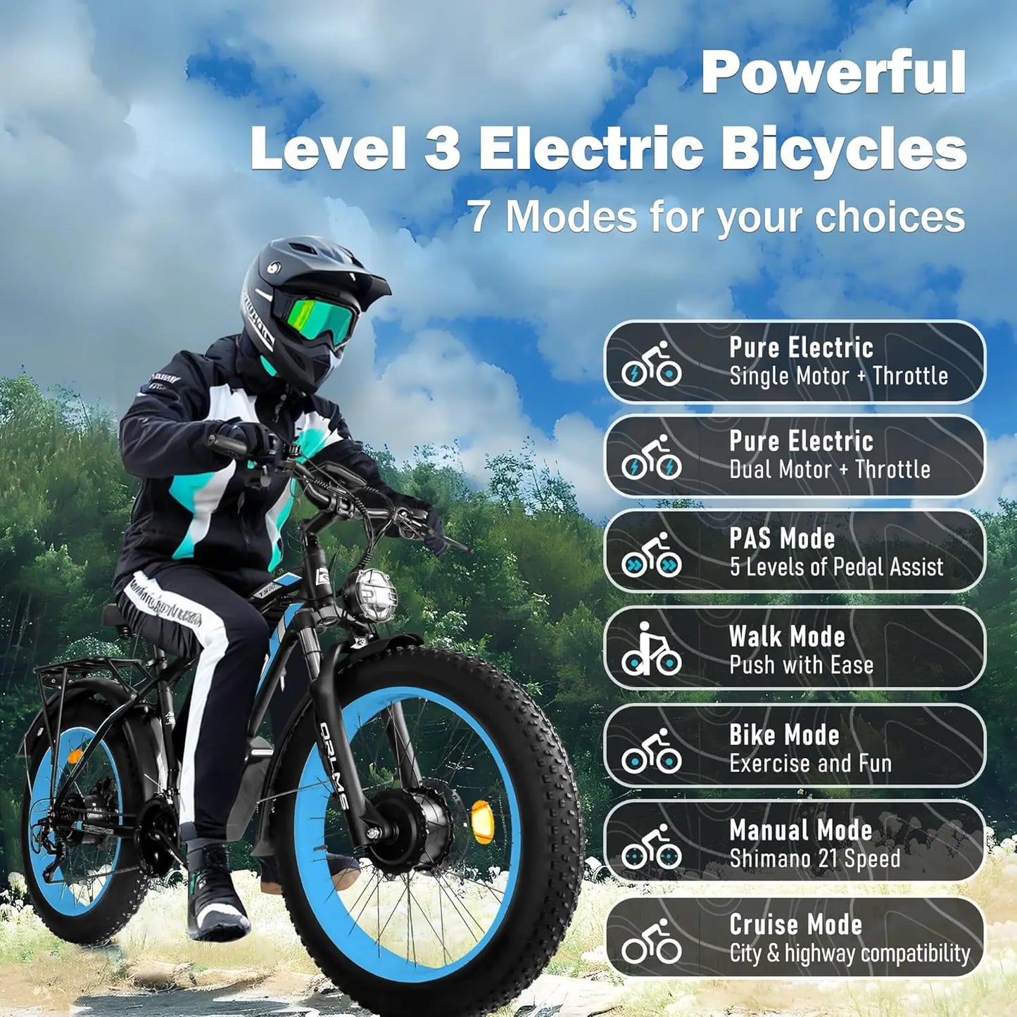 TS60 5000W Dual Motor EBike 60V 25Ah Battery Alloy Frame