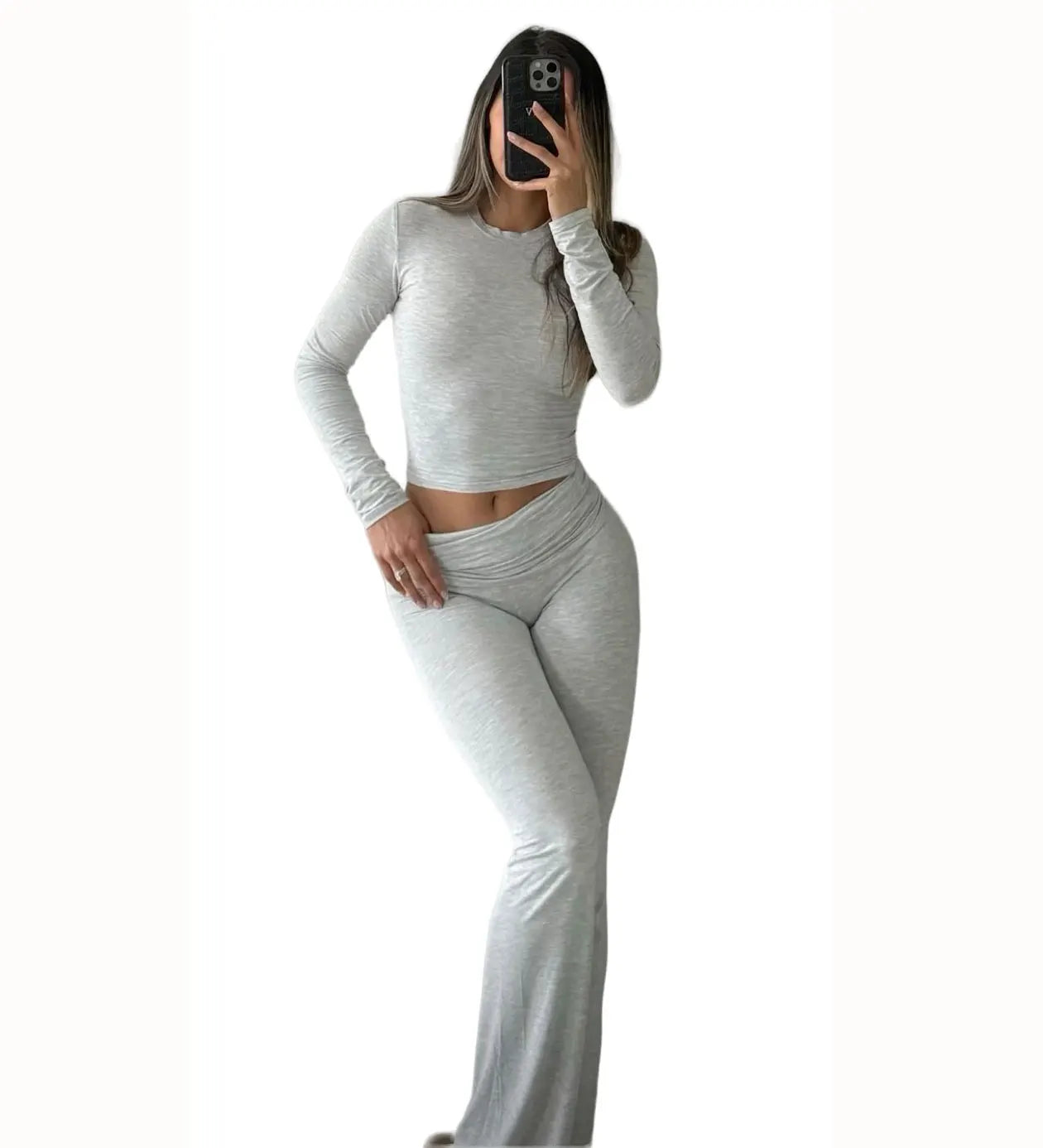 Women's Yoga Two-Piece Long-Sleeve Wide-Leg Active Set
