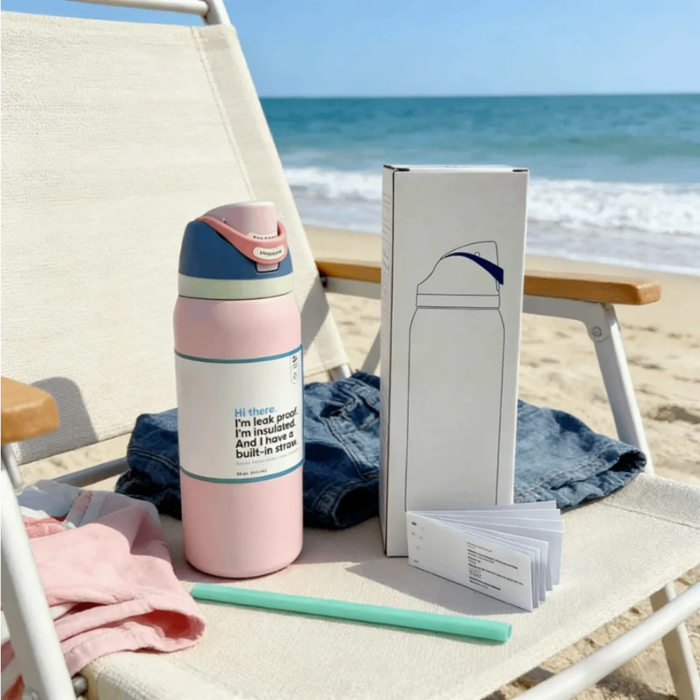 Stainless Steel Water Bottle With Straw For Sports Travel School