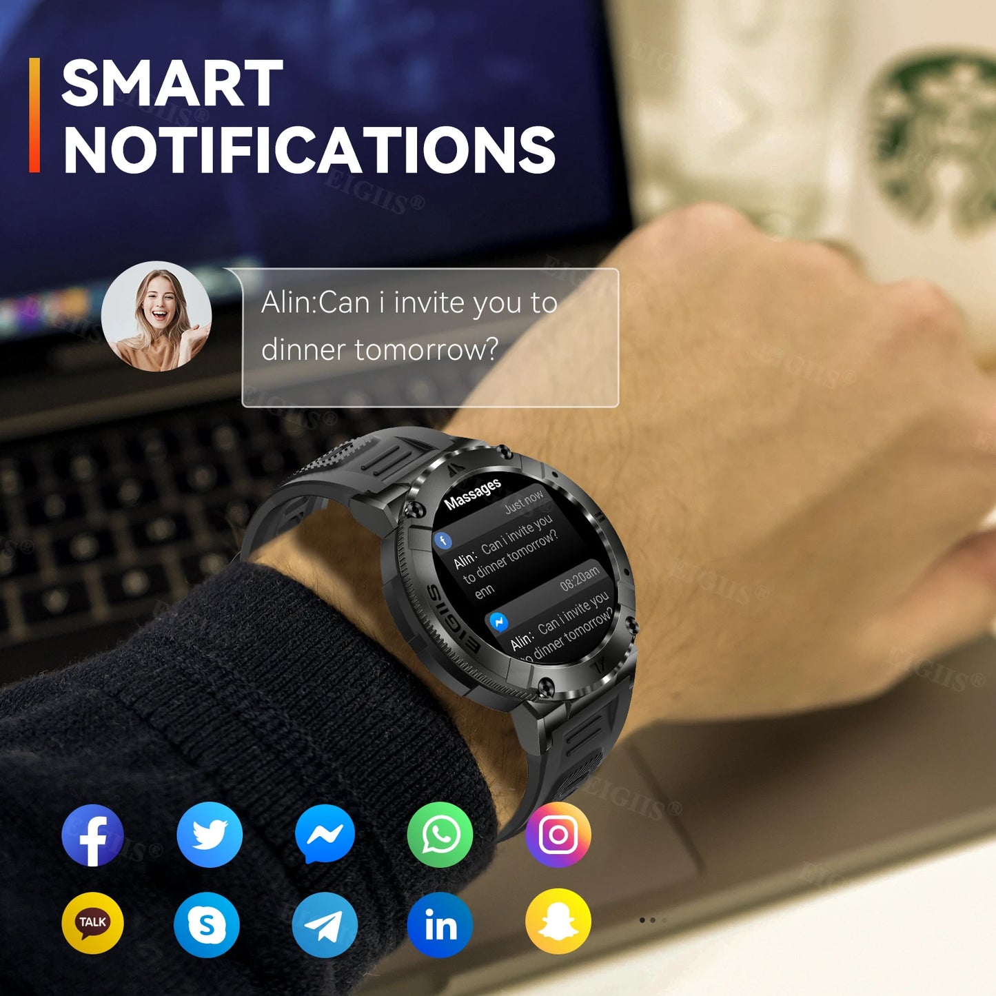 LaNikar Smart Watch Bluetooth Call Blood Pressure Fitness Tracker Waterproof