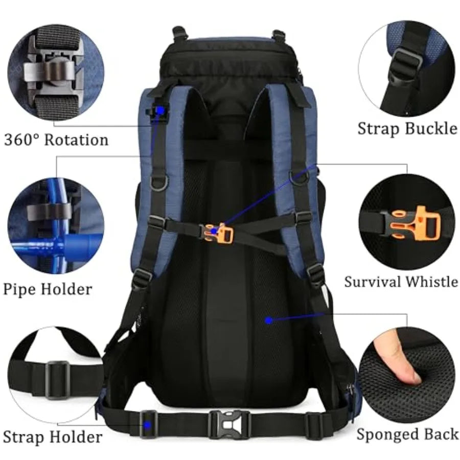 YFREAL Travel Hiking Backpack With Rain Cover, Water Resistant, Unisex