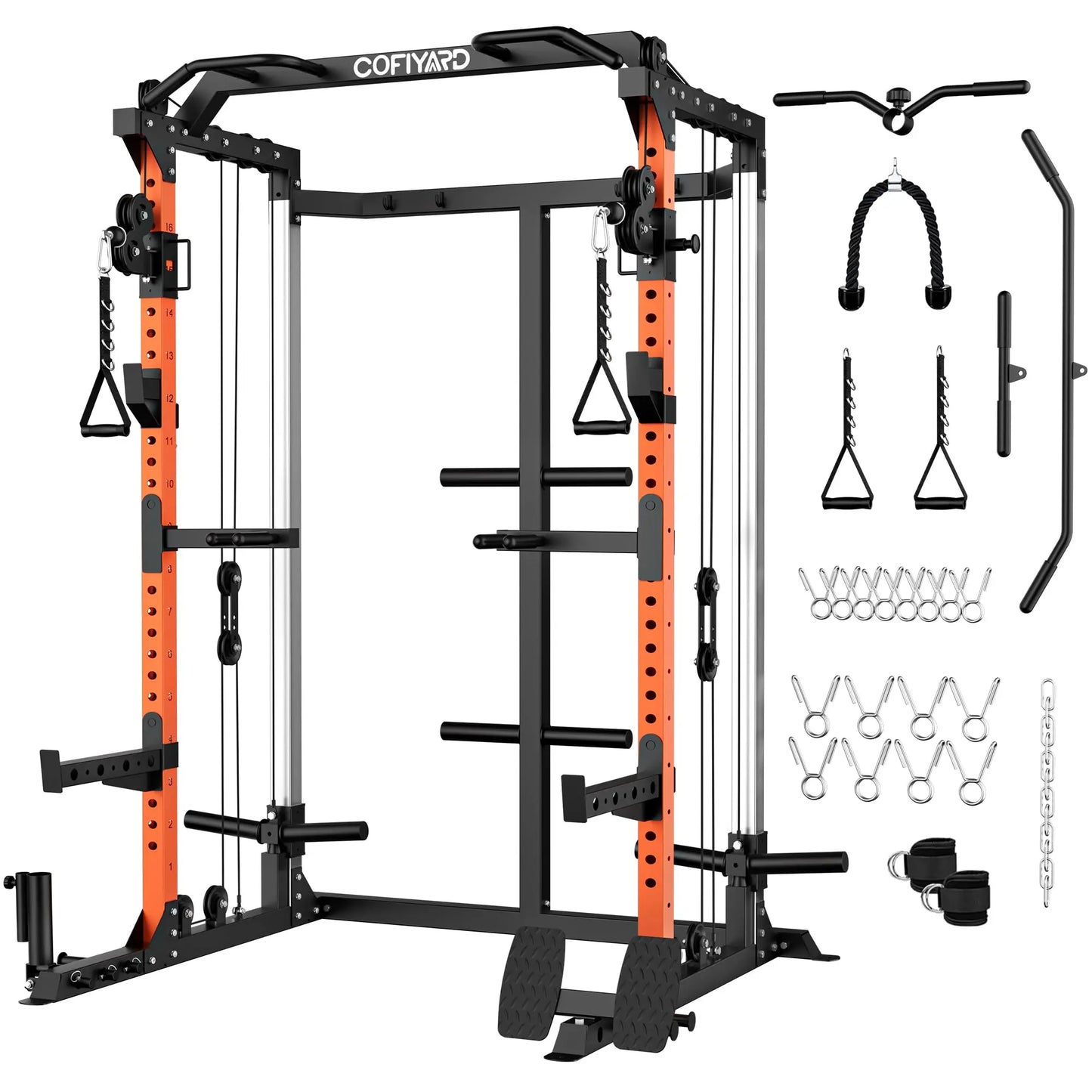 Cofiyard Fitness Power Cage With Dual Pulley And Cable Crossover