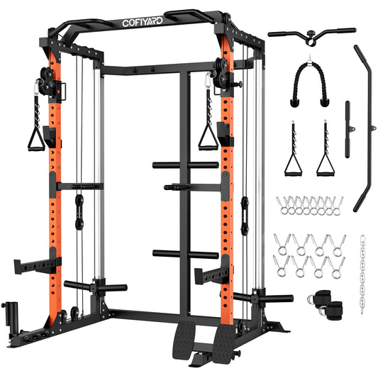 Cofiyard Fitness Power Cage With Dual Pulley And Cable Crossover