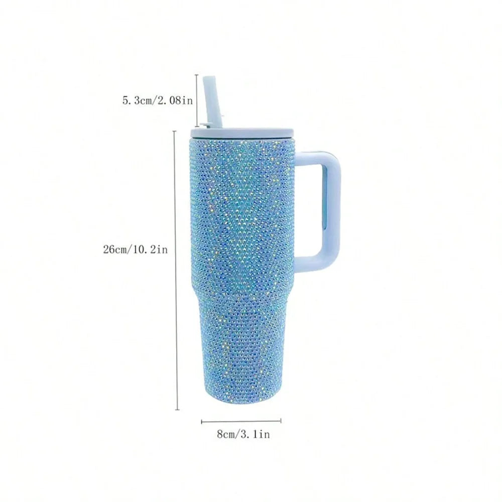 Bling Rhinestone Tumbler Stainless Steel Vacuum Insulated With Handle